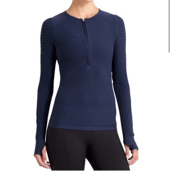 Derek Lam x Athleta Collab Long Sleeve 1/4 Zip Pullover - Navy - Large - Picture 1 of 9